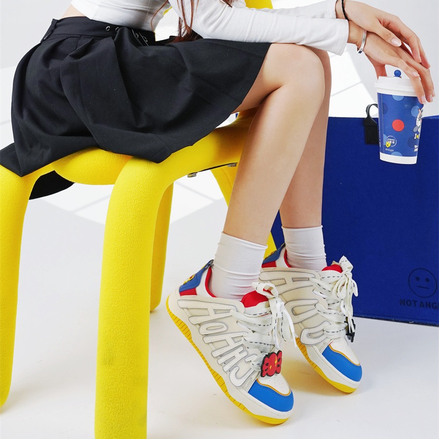 신상 미니 도파민 알파벳 스케이트 빵슈즈 남녀 캐주얼에 통굽 커플 패션 화이트 슈즈