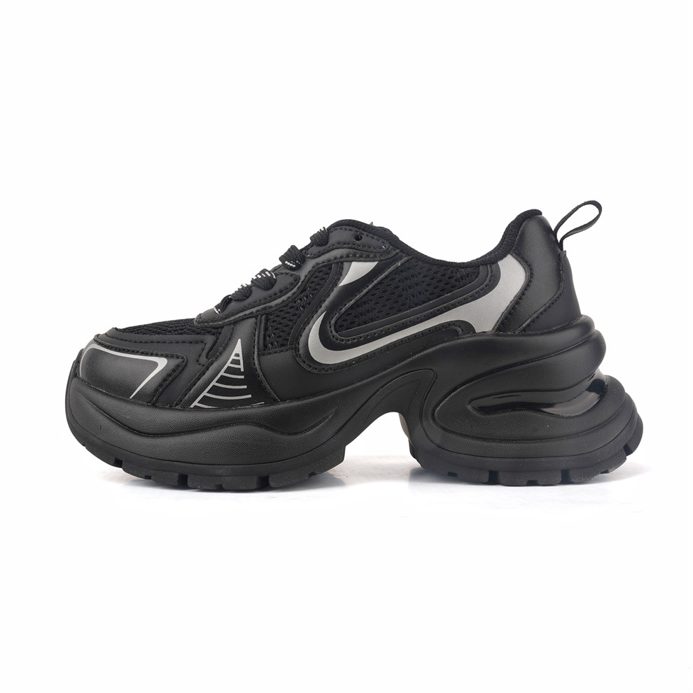 실버 가죽 두툼한 아빠 구두 여성도 키 높이 7 센티미터 스포티한 스니커즈