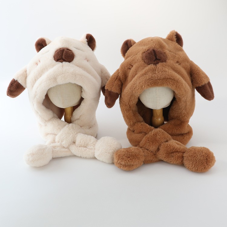 카피바라 모자 어린이 모자 스카프 일체형