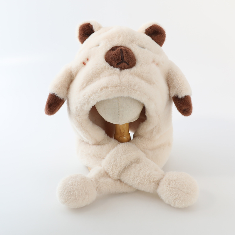 카피바라 모자 어린이 모자 스카프 일체형