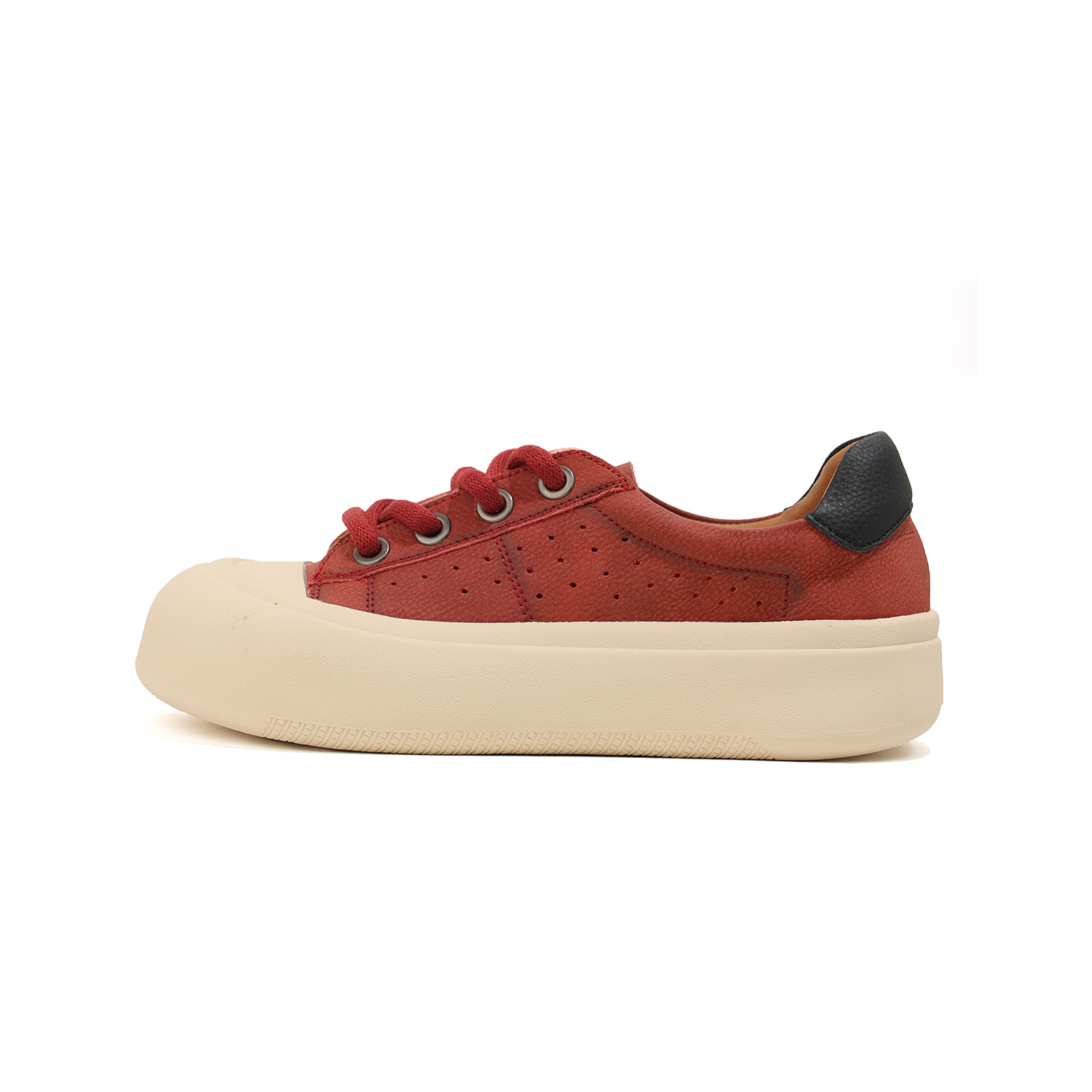 시크녀 2025 신상품 화이트 슈즈 통굽 미니멈 복고풍 스트랩 캐주얼슈즈 우먼