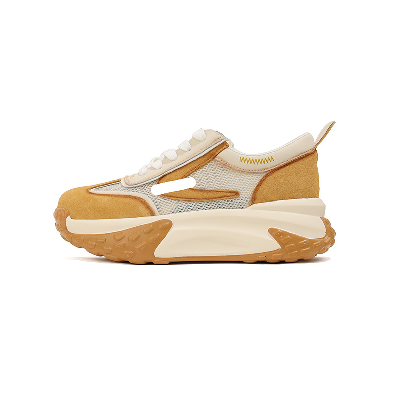 아빠 가죽 슈즈녀 여름 신상품 두꺼운 밑창 속 키높이 메쉬 통기성 얇은 스니커즈 여성