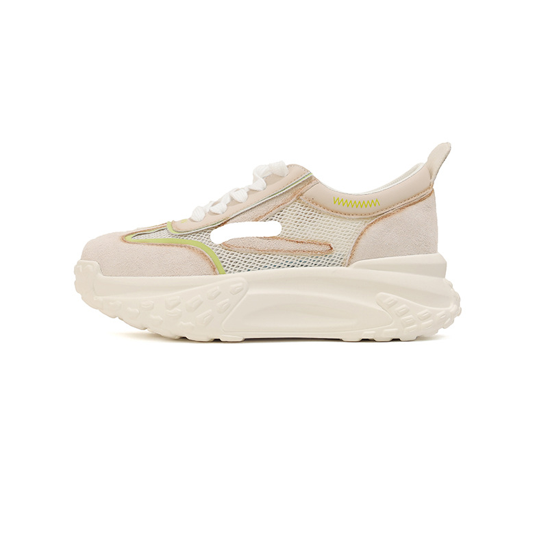 아빠 가죽 슈즈녀 여름 신상품 두꺼운 밑창 속 키높이 메쉬 통기성 얇은 스니커즈 여성