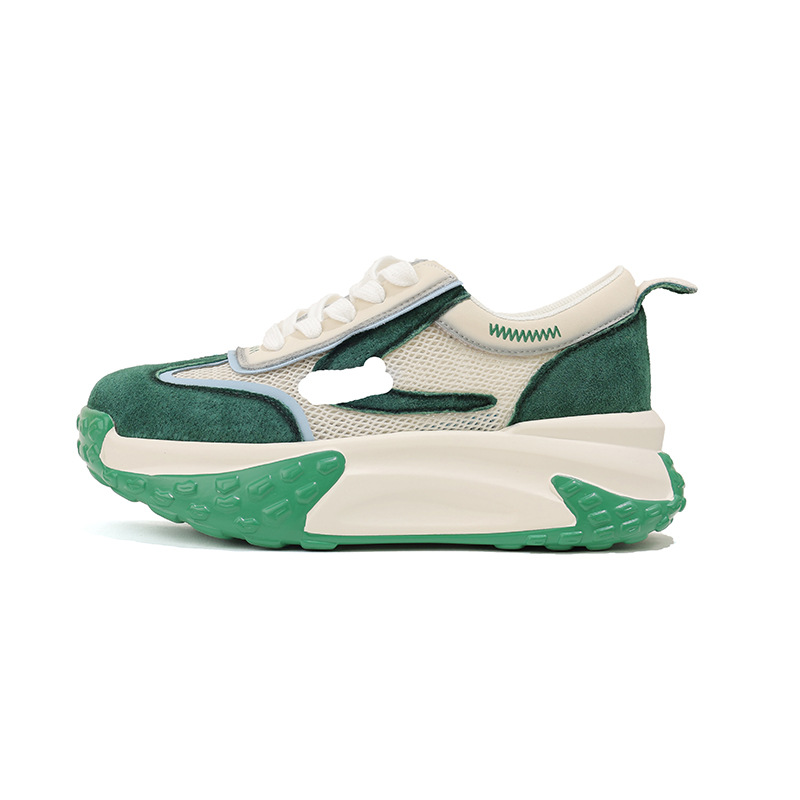 아빠 가죽 슈즈녀 여름 신상품 두꺼운 밑창 속 키높이 메쉬 통기성 얇은 스니커즈 여성