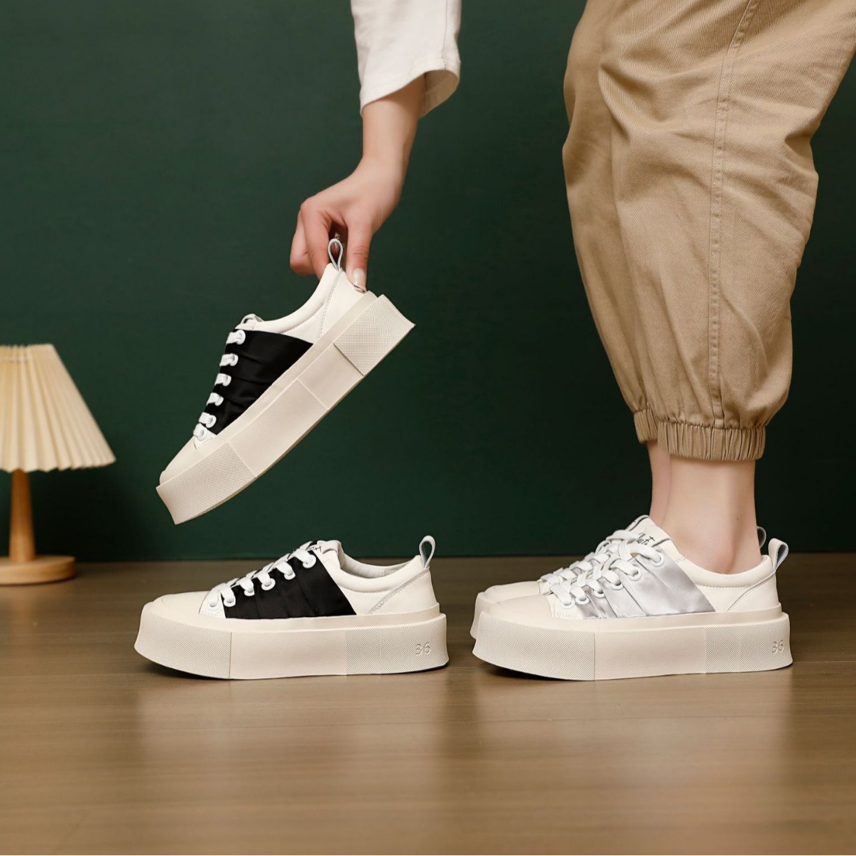 블랙 스퀘어 화이트 슈즈 2025가을 신상품 단화 패션 토플랫 슈즈 캐주얼 슈즈여성