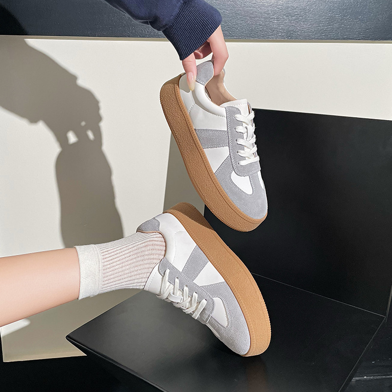 흰색 미니 슈즈 여성 봄 가을 플랫 슈즈 여성 통굽 굽 학생 캐주얼화 클래식한 슈즈