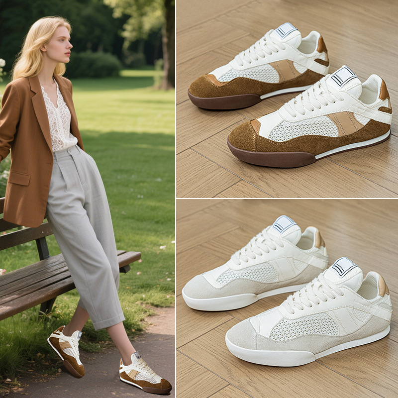 슈즈 여성용 멜라드 2025 신상품 레트로 리얼 피아간 슈즈 봄여름 플랫 메쉬 캐주얼 슈즈