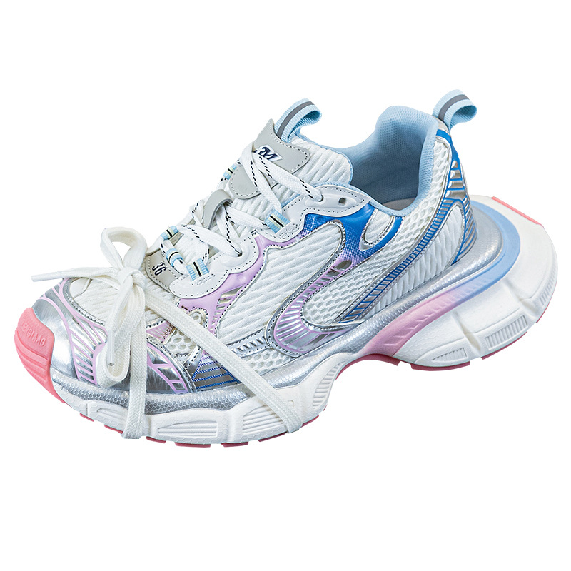 아빠 신발녀 2025 봄여름 단망 신상품 왕훙 같은 모델의 신발 통굽 레저 운동화 여성