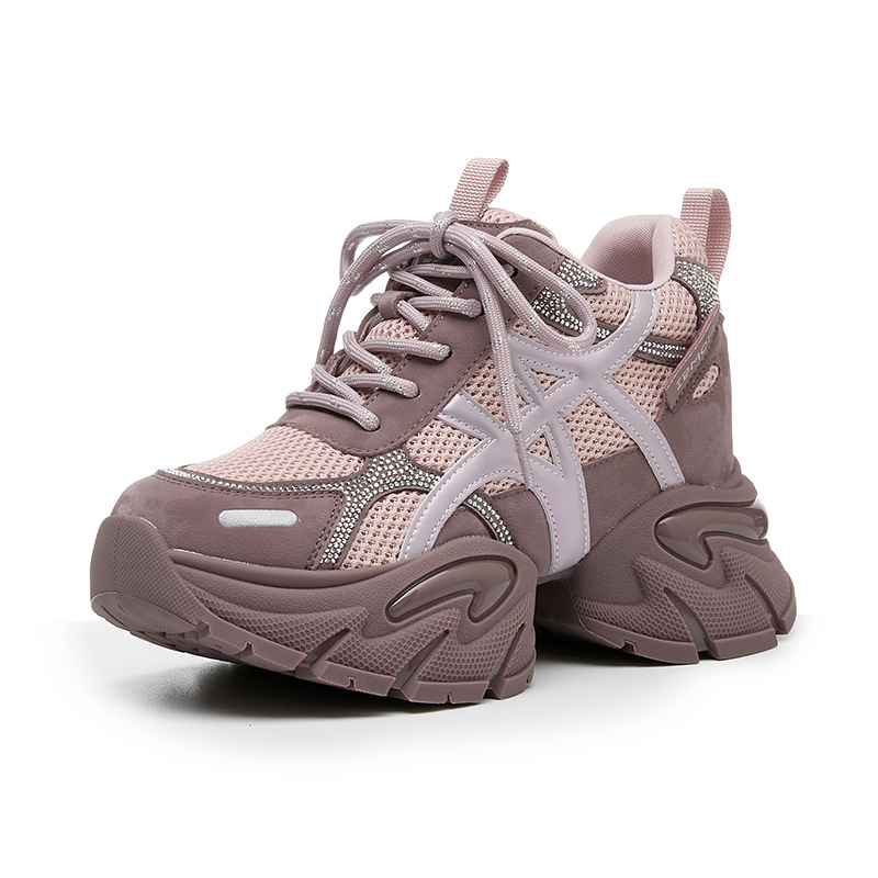 가을 겨울 신상품 아빠 신발 두꺼운 바닥에 키높이 9cm 작은 키 캐주얼 어디에나 매치할 수 있는 패션 끈 여성화