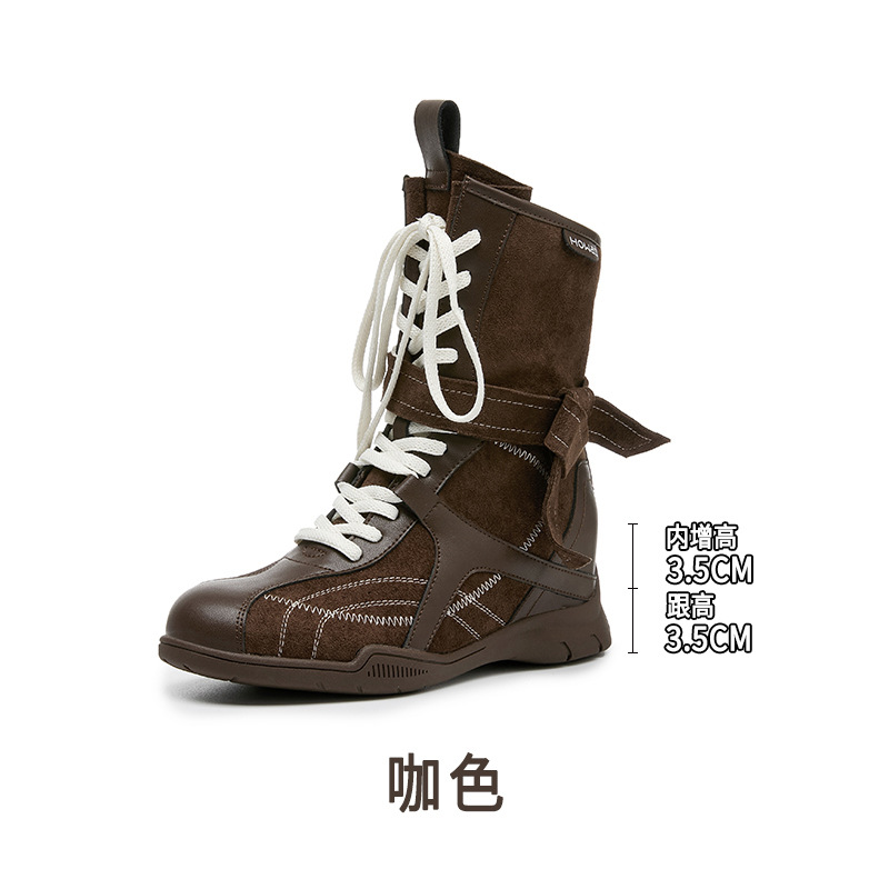 복싱 부츠 여성 신상품 가을 겨울 아우터 워커부츠 작은 키 속살이라 지치지 않아 미들 부츠