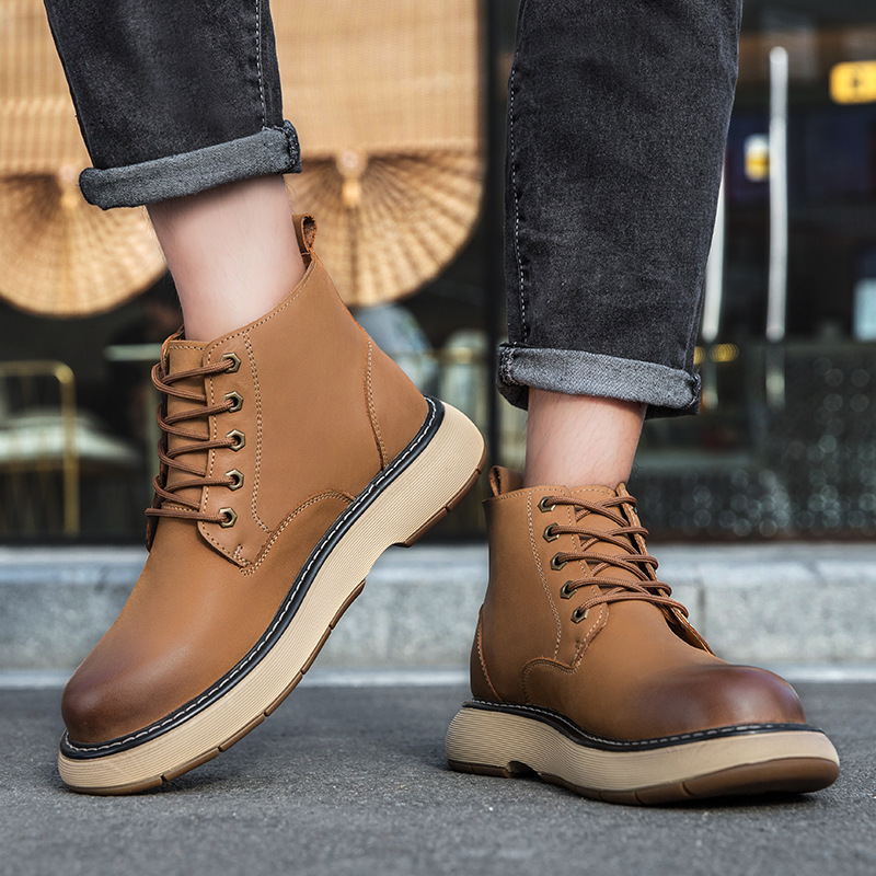 남성 마틴 부츠 가을 겨울 신상품 영국 복고풍 부츠 리얼 가죽 통솔, 통코 남성 슈즈