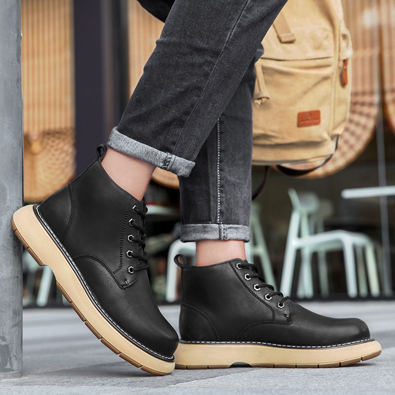 남성 마틴 부츠 가을 겨울 신상품 영국 복고풍 부츠 리얼 가죽 통솔, 통코 남성 슈즈