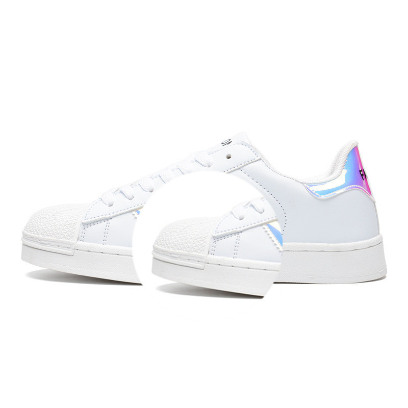 사계절 착용하기 골드 로고 화이트 블랙 조개머리 레이저 스니커즈 남성 스니커즈 트렌디한 흰색 스니커즈 여성 슈즈 통풍