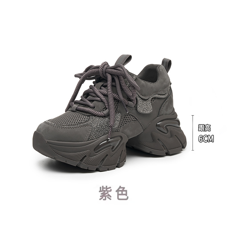 2025가을 겨울 아빠 슈즈 여성 스니커즈 망홍 캐주얼 여성화 어디에나 걸칠 수 있는 두꺼운 밑창 안에 키높이 단화여성