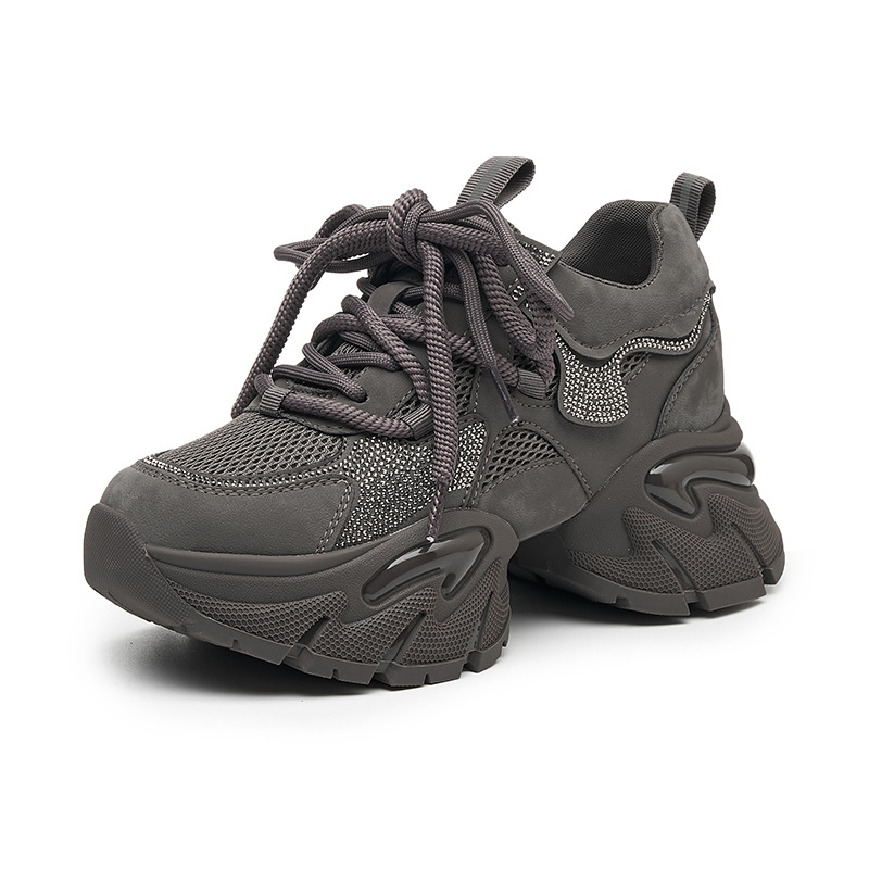 2025가을 겨울 아빠 슈즈 여성 스니커즈 망홍 캐주얼 여성화 어디에나 걸칠 수 있는 두꺼운 밑창 안에 키높이 단화여성