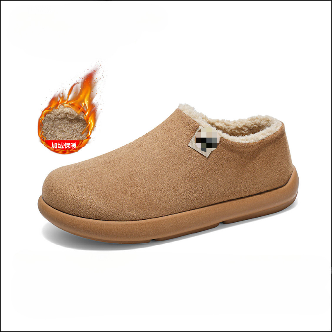 기모 버켄슈즈 남자는 겨울 통굽 보온면 신발 게으른 사무용 캐주얼 반백 슬리퍼