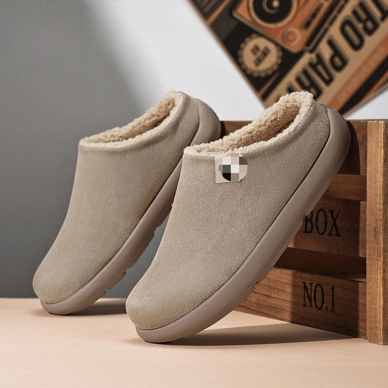기모 버켄슈즈 남자는 겨울 통굽 보온면 신발 게으른 사무용 캐주얼 반백 슬리퍼