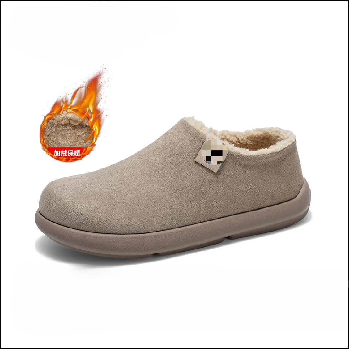 기모 버켄슈즈 남자는 겨울 통굽 보온면 신발 게으른 사무용 캐주얼 반백 슬리퍼