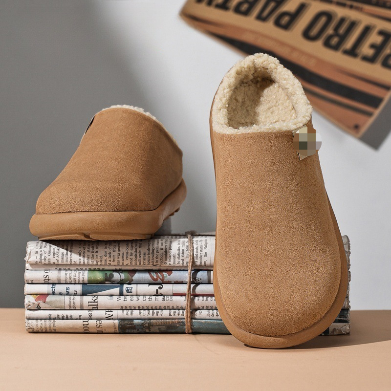 기모 버켄슈즈 남자는 겨울 통굽 보온면 신발 게으른 사무용 캐주얼 반백 슬리퍼