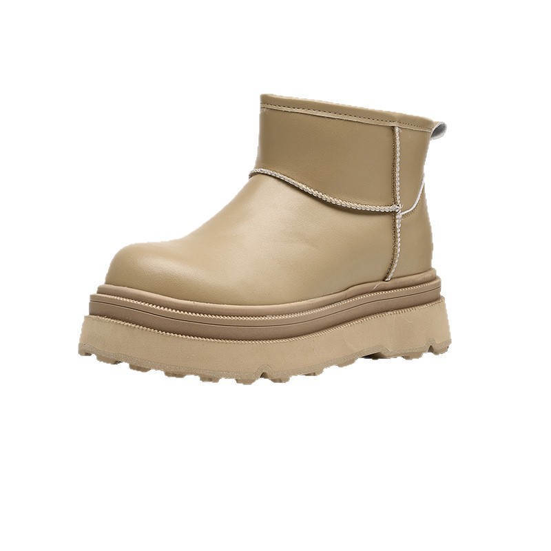 스노우 부츠 여성 2025 겨울 기모 두툼한 양털 앵글 부츠 한국판 보온 두툼한 굽 키높이 미끄럼 방지면 보온 슈즈