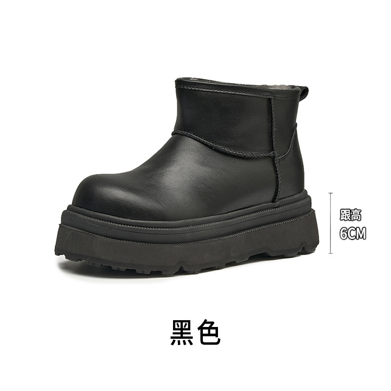 스노우 부츠 여성 2025 겨울 기모 두툼한 양털 앵글 부츠 한국판 보온 두툼한 굽 키높이 미끄럼 방지면 보온 슈즈