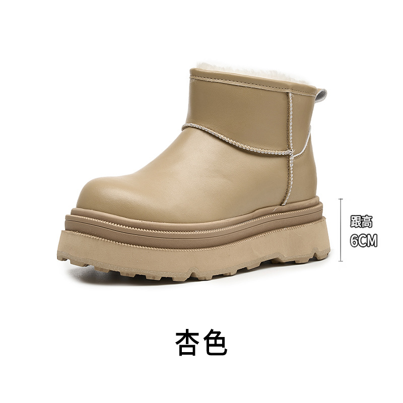 스노우 부츠 여성 2025 겨울 기모 두툼한 양털 앵글 부츠 한국판 보온 두툼한 굽 키높이 미끄럼 방지면 보온 슈즈