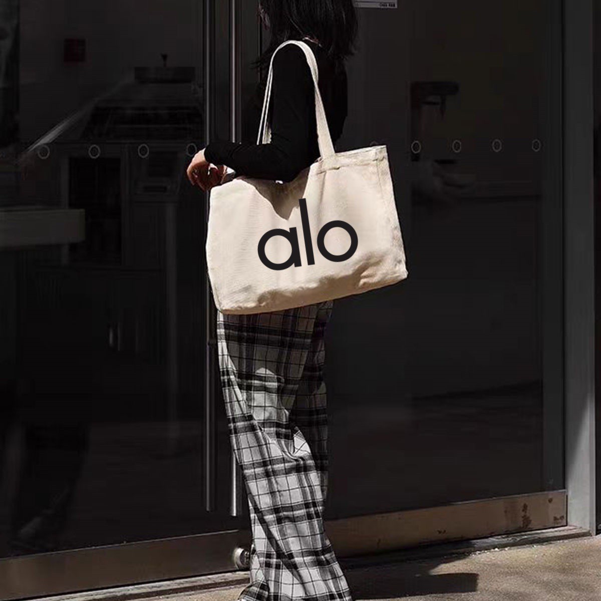 알로 요가 숄더 캔버스 토트백 쇼퍼백 헬스백