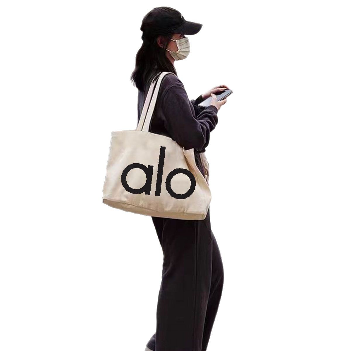 알로 요가 숄더 캔버스 토트백 쇼퍼백 헬스백