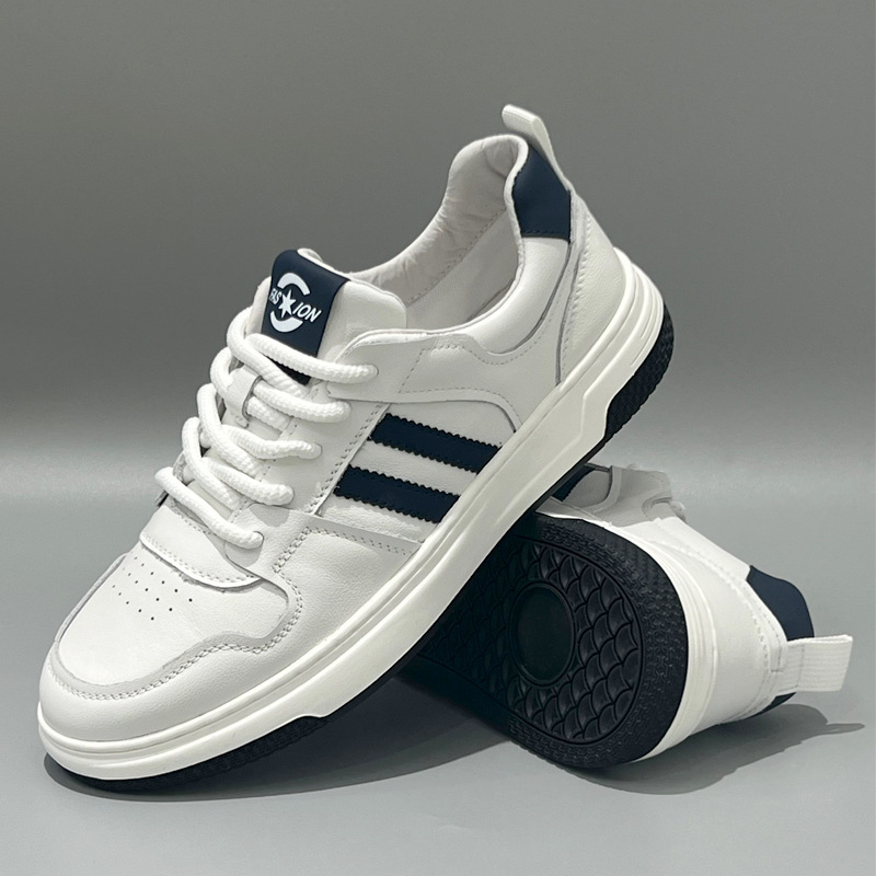 남성용 가죽 슈즈 봄 신상품 흰색 슈즈 남성 캐주얼 슈즈 독일화 슈즈 남성 패션 브랜드 고급 느낌의 조화