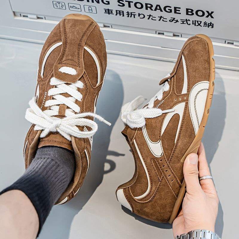 슈즈 남성 스타일 2025 신모델 빈티지 브라운 레이싱 슈즈 캐주얼 슈즈 패셔너블 슈즈 남성 검프 슈즈