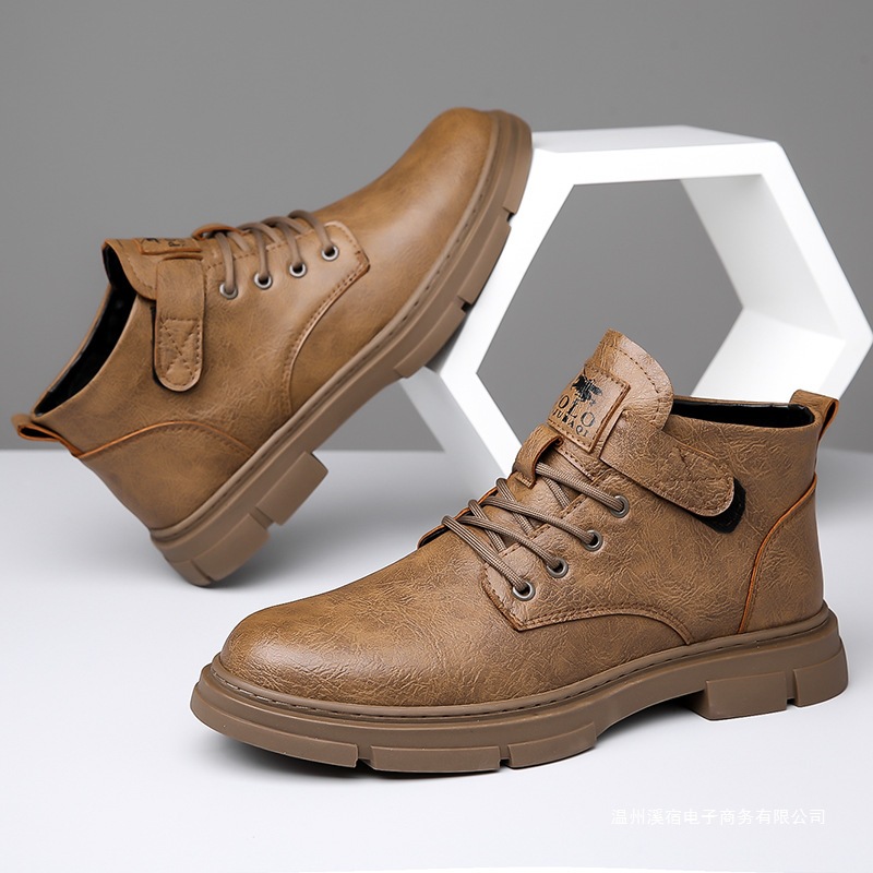 가을 겨울 기모 워커부츠 남성화 내마모성 워크부츠 고무 아웃도어 등산 사이즈