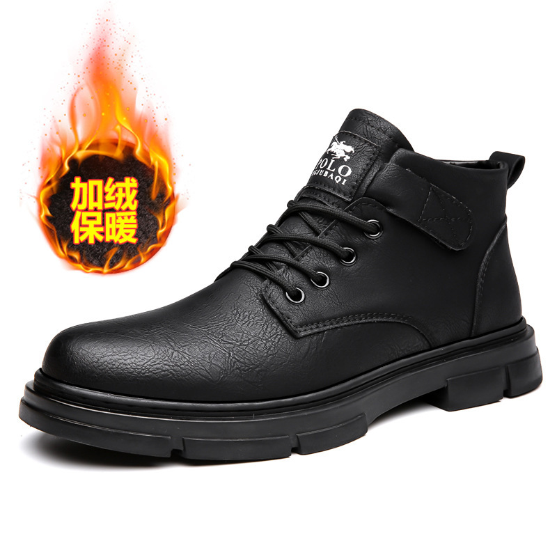 가을 겨울 기모 워커부츠 남성화 내마모성 워크부츠 고무 아웃도어 등산 사이즈