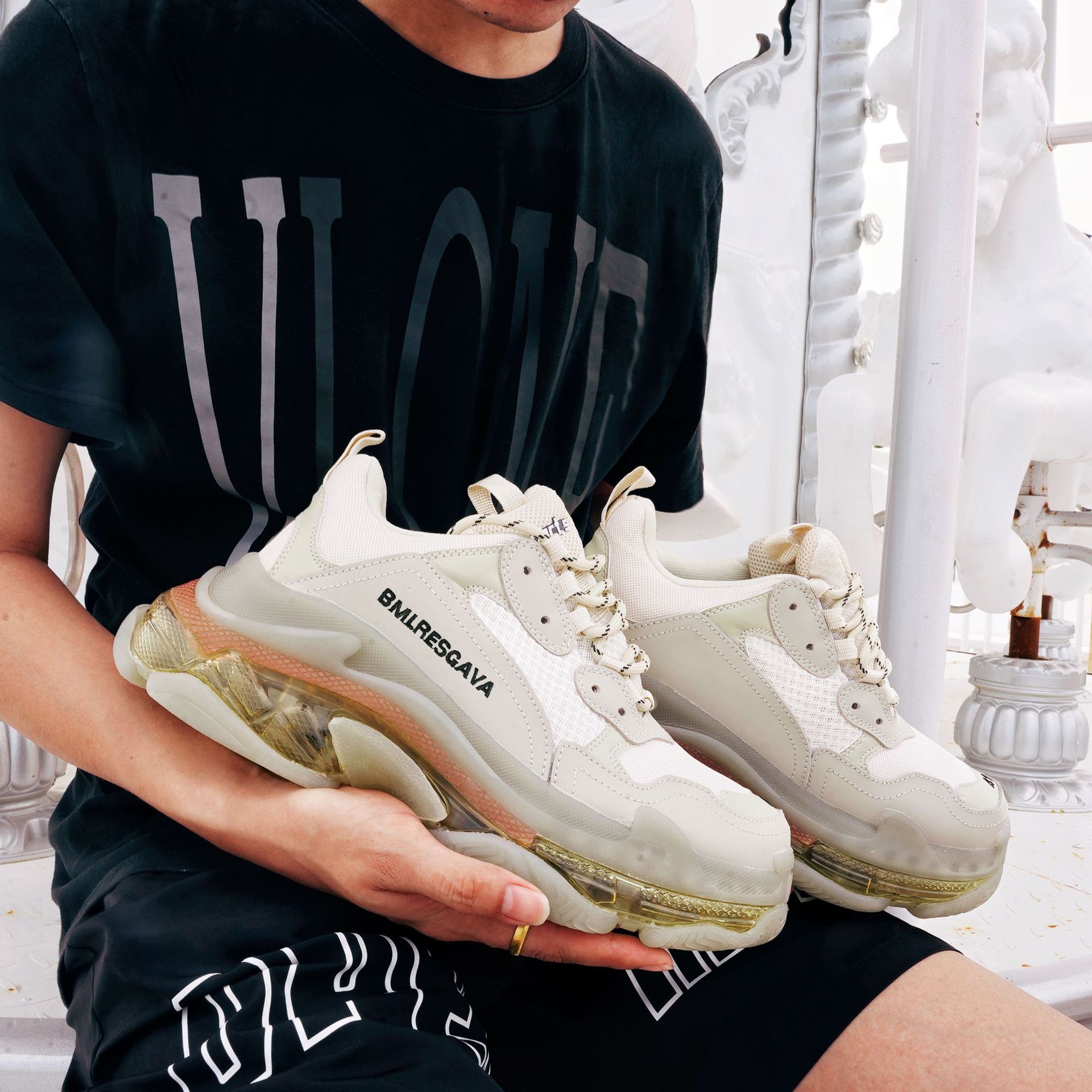 에어쿠션 아빠 슈즈 남녀 패션 모두 매치할 수 있는 망사 통굽 키높이 스니커즈