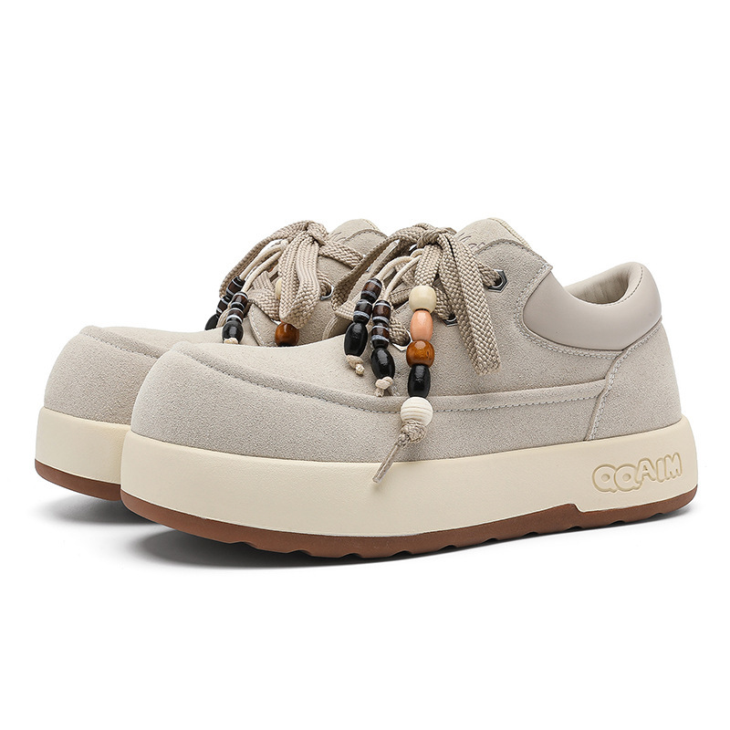 캥거루 슈즈 패션 스니커즈 통굽 키높이 부츠 미끄럼 방지 아웃도어 스니커즈 커플 워커부츠