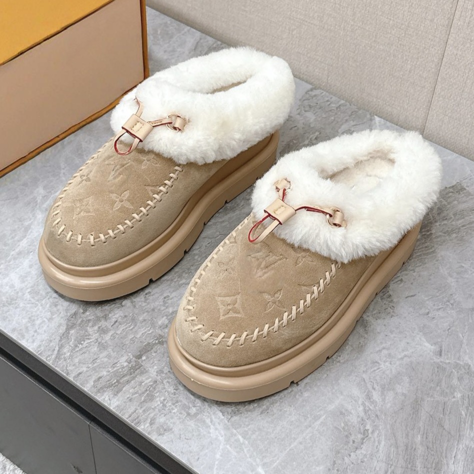하이판 양털 슈즈 여성 가을 겨울 새로운 스노우 부츠 따뜻한 두꺼운 바닥 한 발에 슬림한 진짜 가죽 슬리퍼