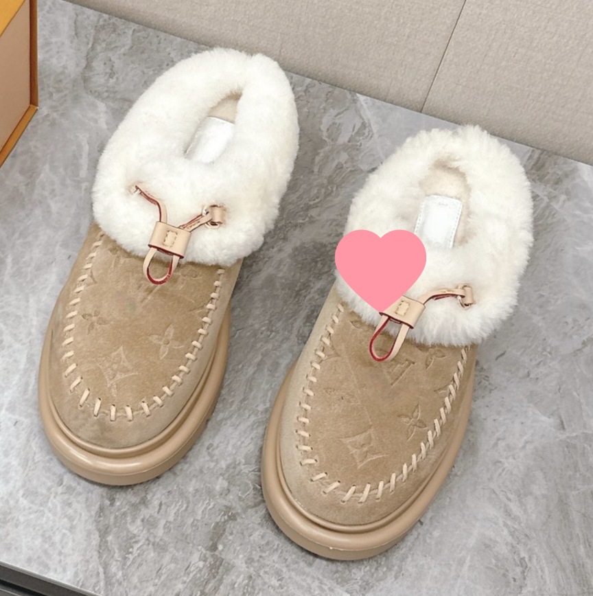 하이판 양털 슈즈 여성 가을 겨울 새로운 스노우 부츠 따뜻한 두꺼운 바닥 한 발에 슬림한 진짜 가죽 슬리퍼