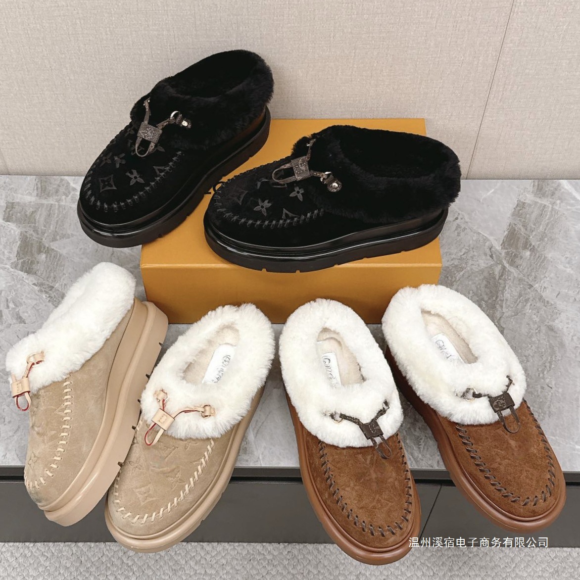 하이판 양털 슈즈 여성 가을 겨울 새로운 스노우 부츠 따뜻한 두꺼운 바닥 한 발에 슬림한 진짜 가죽 슬리퍼