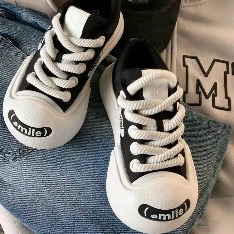 ouder 키높이 통굽 커스텀 스니커즈 미운 얼굴 동그란 흰색 슈즈 빅 토 슈즈