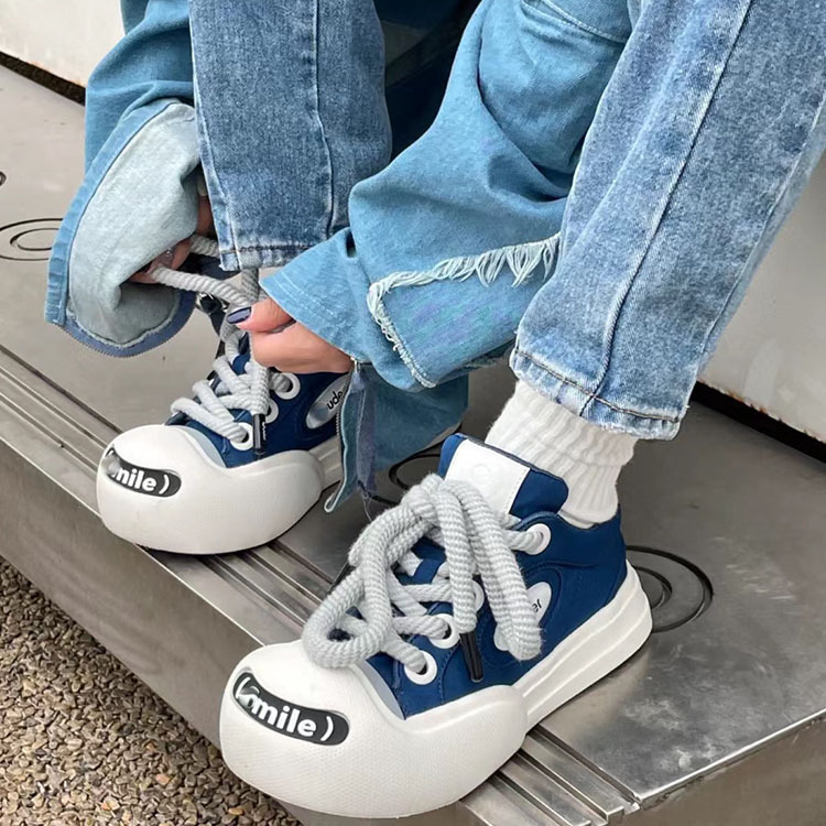 ouder 키높이 통굽 커스텀 스니커즈 미운 얼굴 동그란 흰색 슈즈 빅 토 슈즈