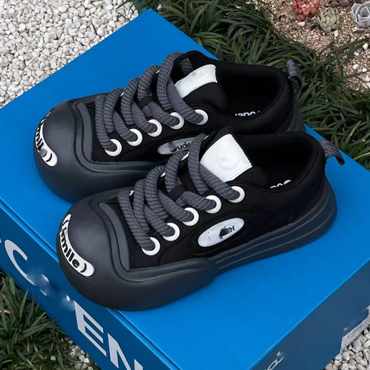 ouder 키높이 통굽 커스텀 스니커즈 미운 얼굴 동그란 흰색 슈즈 빅 토 슈즈