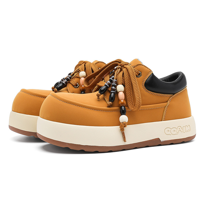 2025가을 신상품 남성 통굽 키높이 어디에나 매치할 수 있는 캐주얼한 카고 부츠 야상 미끄럼 방지가 가능하고 가벼운 여성화 커플용