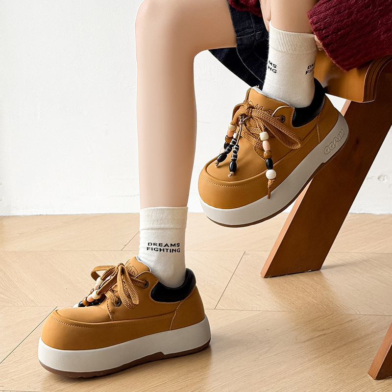 2025가을 신상품 남성 통굽 키높이 어디에나 매치할 수 있는 캐주얼한 카고 부츠 야상 미끄럼 방지가 가능하고 가벼운 여성화 커플용