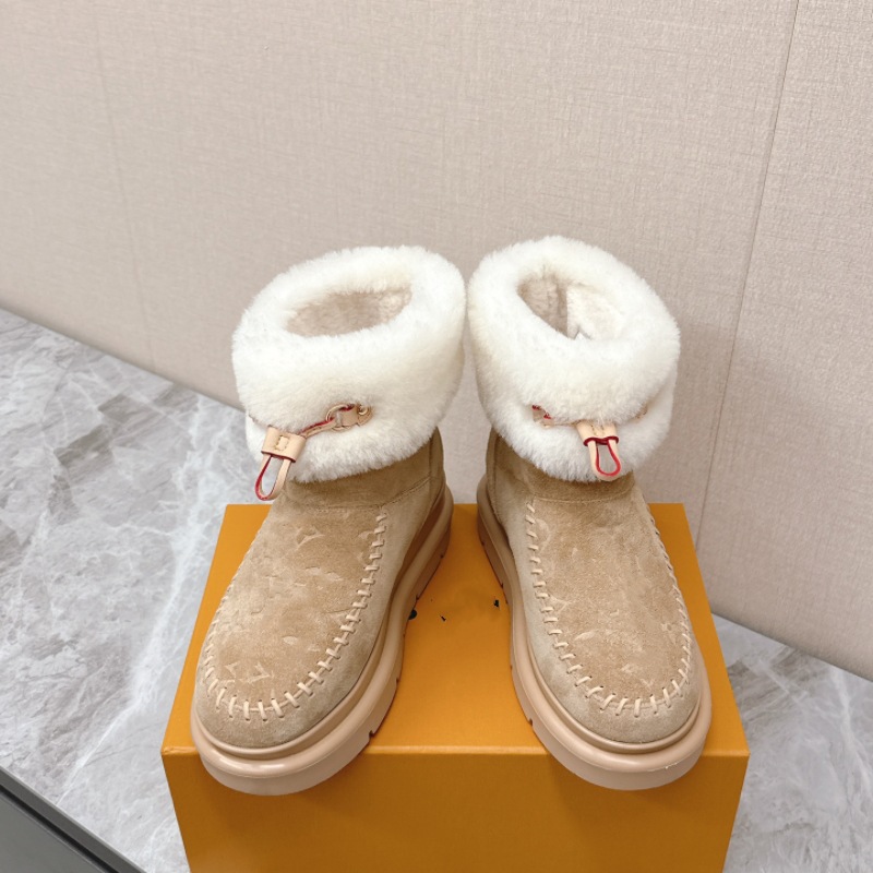 모피 일체형 스노우 부츠 기모 보온 방수 미끄럼 방지 통굽 모피 면화 단화 여성