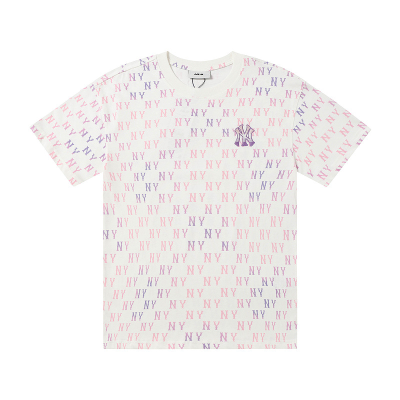 mlb 패셔너블 반팔 봄여름 신상품 레트로 풀 레터링 그라데이션 남녀 티셔츠입니다