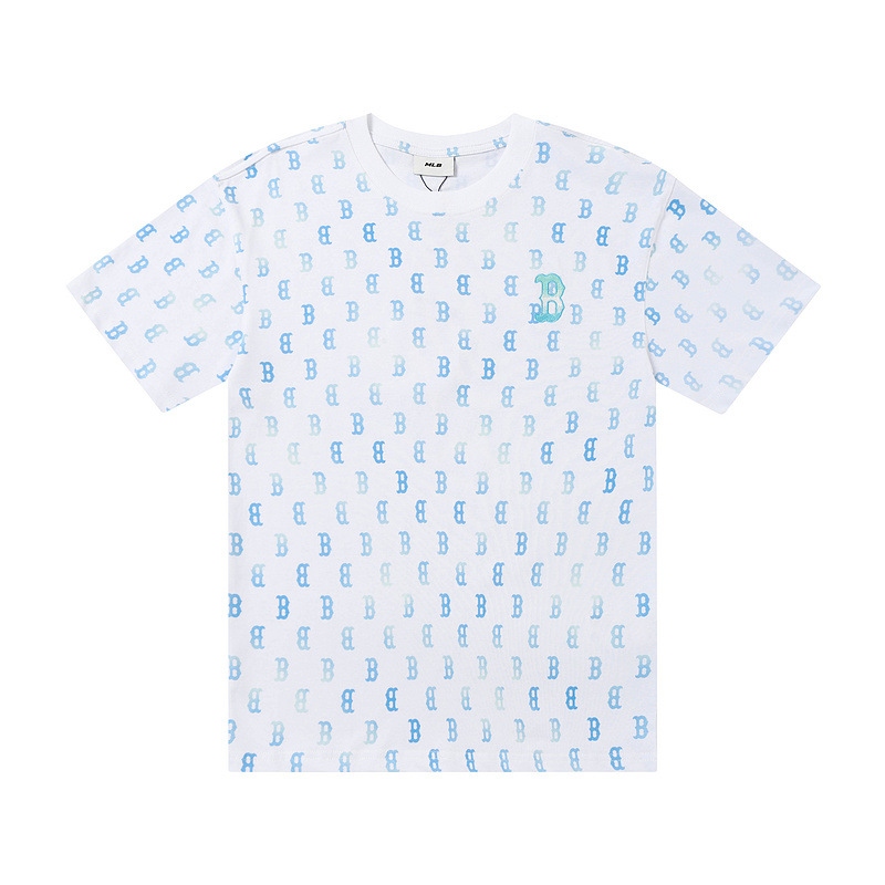 mlb 패셔너블 반팔 봄여름 신상품 레트로 풀 레터링 그라데이션 남녀 티셔츠입니다