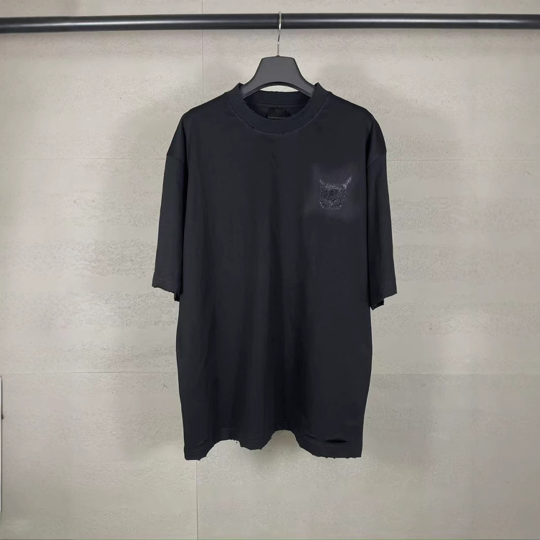 반팔 여름 신상품 보리 이삭 로고 자수 등판 컬러 레터링 프린트 남녀 티셔츠입니다