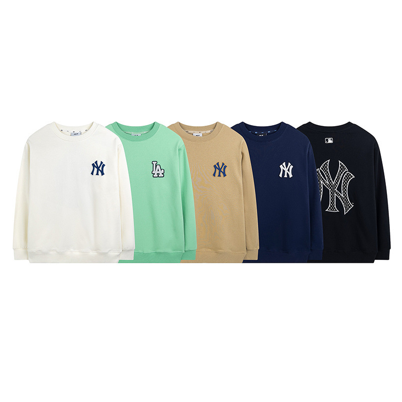 mlb 맨투맨 가을겨울 신상품 등판 엠보 로고 테두리 자수 라운드 넥 캐주얼 남녀 탑