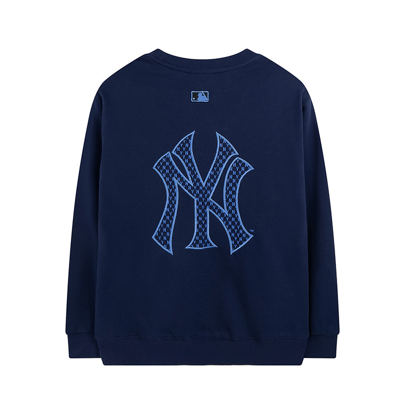 mlb 맨투맨 가을겨울 신상품 등판 엠보 로고 테두리 자수 라운드 넥 캐주얼 남녀 탑