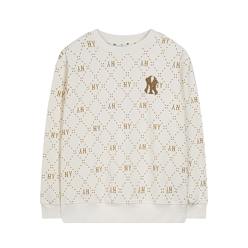 mlb 맨투맨 가을겨울 신상품 한풍 빈티지 큐빅 무늬 ny 풀 프린트 라운드 넥 캐주얼 남녀 공용의 맨투맨입니다