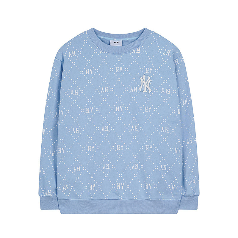 mlb 맨투맨 가을겨울 신상품 한풍 빈티지 큐빅 무늬 ny 풀 프린트 라운드 넥 캐주얼 남녀 공용의 맨투맨입니다